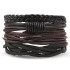 Retro bead bracelet for men, fashionable hollow triangular leather bracelet and bracelet, multi-layer wide wrapped jewelry