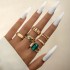 Amazon Cross border Light Luxury Jewelry Color Diamond Set Four Piece Ring Set Geometric Imitation Gemstone Set Ring Set