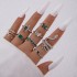 European and American popular jewelry ring bracelet snake shaped heart imitation emerald set with diamonds ins style five piece ring set for women