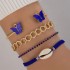 AliExpress Cross border Jewelry Blue Butterfly Inlaid Diamond Hollow Four Layer Bracelet Geometric Opening Four Piece Bracelet Set