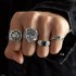 Cross border jewelry punk style geometric alloy men's ring retro personality skull snake ring set