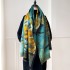 New Chinese style imitation cashmere scarf for women in autumn and winter, with a thousand mile landscape picture, warm and versatile shawl, fashionable ancient style scarf