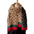 Vintage jacquard imitation cashmere short beard tassel scarf for autumn and winter decoration, air conditioning shawl versatile, thick and warm scarf