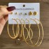 Fashionable commuting large circle earrings with heart-shaped earrings, simple geometric coils, metal card earrings set