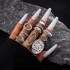 European and American Cross border Geometric Metal Wind Lava Line Ring Four Piece Set Irregular Smooth Open Ring Set