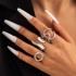 European and American Cross border Geometric Metal Wind Lava Line Ring Four Piece Set Irregular Smooth Open Ring Set