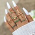 European and American popular jewelry ring bracelet snake shaped heart imitation emerald set with diamonds ins style five piece ring set for women