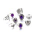 New Cross border Retro Water Drop Diamond Set Purple Gemstone Joint Ring Geometric Hollow Triangle Ring 9-Piece Set for Women