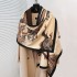 Chinese style ancient building with antique charm, retro autumn and winter style, women's imitation cashmere short beard tassel warm scarf, shawl scarf, scarf