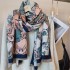 College style cartoon cat double-sided imitation cashmere thick warm scarf, versatile in winter, sweet and cute, high-end shawl