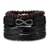 Retro bead bracelet for men, fashionable hollow triangular leather bracelet and bracelet, multi-layer wide wrapped jewelry