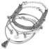 European and American minimalist silver smooth tassel bracelet, personalized multi-layer chain disc 4-piece set bracelet