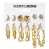 Cross border Pearl Inlaid Women's Card Earrings Creative French Retro Gold Earring Set 6-piece Set