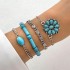 Cross border Bohemian style turquoise leaf bracelet with ethnic style bow flower turquoise bracelet set