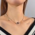 Cross border jewelry light luxury diamond inlaid blue devil's eye pendant collarbone chain fashionable temperament imitation pearl necklace for women