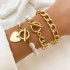 European and American Cross border New Product Stacked Personalized Street Photography Love Bracelet Four Piece Set Exaggerated Threaded Chain Alloy Bracelet for Women