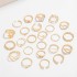 Cross border New Fashionable Versatile Leaf Love Ring Set Personalized Geometric Stacked Joint Ring Multi piece Set