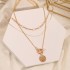 Cross border European and American retro circular antique bronze bead multi-layer geometric hexagonal circle arrow necklace in the Korean jewelry industry