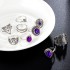 New Cross border Retro Water Drop Diamond Set Purple Gemstone Joint Ring Geometric Hollow Triangle Ring 9-Piece Set for Women