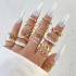 Cross border New Fashionable Versatile Leaf Love Ring Set Personalized Geometric Stacked Joint Ring Multi piece Set