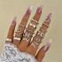 Cross border New Fashionable Versatile Leaf Love Ring Set Personalized Geometric Stacked Joint Ring Multi piece Set