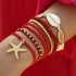 Cross border new Bohemian vacation style shell bead woven bracelet beach style starfish rice bead seven piece set