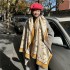 Retro carriage scarf for women in autumn and winter, student Korean version, versatile, thick shawl, dual-use, internet famous, warm couple scarf