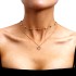 Cross border accessories from Europe and America, double-layer mixed color hip-hop collarbone chain, heart-shaped collarbone chain necklace, women's sweet and cool hip-hop necklace