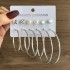 Fashionable commuting large circle earrings with heart-shaped earrings, simple geometric coils, metal card earrings set