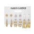 Euro American Cross border Alloy Earrings Square Geometric Earrings Set 6-piece Retro Pearl Card Earrings Earrings and Accessories