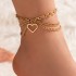 Cross border fashion accessories from Europe and America, gold heart-shaped chain foot accessories, tassel snake shaped pendant, three-layer foot chain, wholesale for women