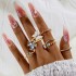 European and American cross-border jewelry light luxury diamond inlaid butterfly peach heart ring set, niche Love moon joint ring for women