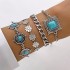 Cross border Bohemian ethnic style turquoise inlaid bracelet set with exaggerated personality butterfly turquoise bracelet multiple piece set