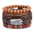 Retro Batman rope woven handmade bead woven bracelet jewelry fashionable multi-layer leather bracelet set for men