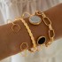 Amazon Cross border New Retro Wide Bracelet Simple Geometric Opening Round Bead Gold Smooth Surface Bracelet Jewelry Set