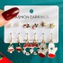 Christmas Series Snowflake Bell Earnail Combination Set Cross border Cartoon Drip Oil Elk Old Man Christmas Earrings