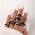 Cross border personalized creative leaves, butterfly hearts, black spray painted spiral rings, joint rings, and ten piece set of rings from Europe and America