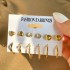 Cross border Pearl Inlaid Women's Card Earrings Creative French Retro Gold Earring Set 6-piece Set