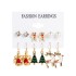 Christmas Series Snowflake Bell Earnail Combination Set Cross border Cartoon Drip Oil Elk Old Man Christmas Earrings