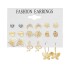 European and American Cross border Retro Love Butterfly Earring Set 9-piece Creative Serpentine Sword Mushroom Ear Buckle Wholesale