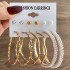 European and American Metal Rainbow Rice Bead Earrings Geometric Circle Pearl Earrings Retro Earrings Set 6-piece Set for Women