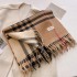 2024 new girls' forest style contrasting color autumn and winter double-sided imitation cashmere scarf, winter high-end warm shawl