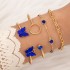 AliExpress Cross border Jewelry Butterfly Imitation Gemstone Hollow Four Layer Bracelet Geometric Opening Bracelet Set