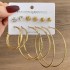 European and American Metal Rainbow Rice Bead Earrings Geometric Circle Pearl Earrings Retro Earrings Set 6-piece Set for Women