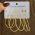 Fashionable commuting large circle earrings with heart-shaped earrings, simple geometric coils, metal card earrings set