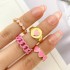 Korean jewelry industry drip oil colored peach heart smiling face ring cross-border fashion multi-layer heart-shaped joint index finger ring set