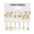 Euro American Cross border Alloy Earrings Square Geometric Earrings Set 6-piece Retro Pearl Card Earrings Earrings and Accessories