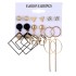 Cross border accessories European and American earrings 6-piece set Geometric metal acrylic sheet tassel earrings set Jewelry wholesale