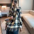 Winter Love Checker Scarf Women's Versatile Cashmere Warm Tassel Shawl Thickened Neck Tiktok Live Spot