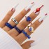 European and American Cross border Jewelry Brown Love Drop Oil Ring Six Piece Set Geometric Flower Ring Combination Set